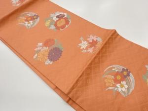 牡丹に菊・紅葉・水仙模様織出し名古屋帯